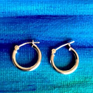 Silver plain tube Tiny Loop Earrings, Vintage, 1/2 inch loop. NYCompany